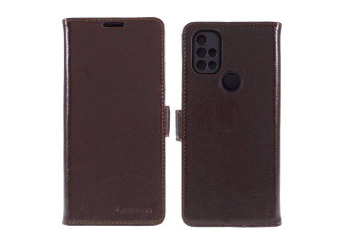OnePlus Nord N100 - AZMARO ægte læder cover / pung - Brun