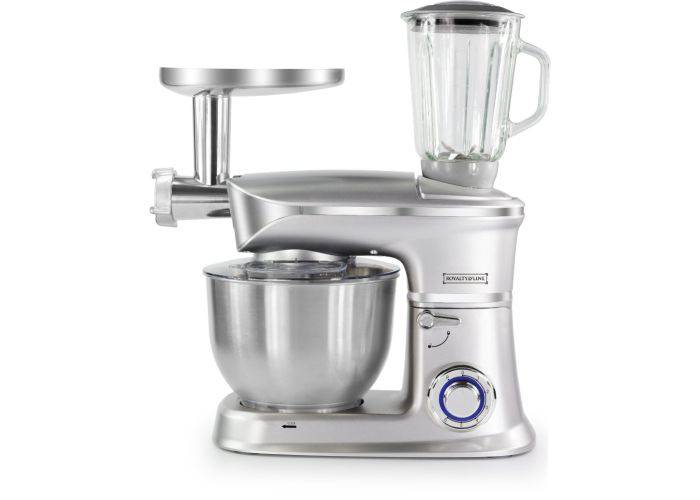 Royalty Line 3-i-1 Køkkenmaskine 1900W / 6.5L Hakker/Blender/Røre - Sølv