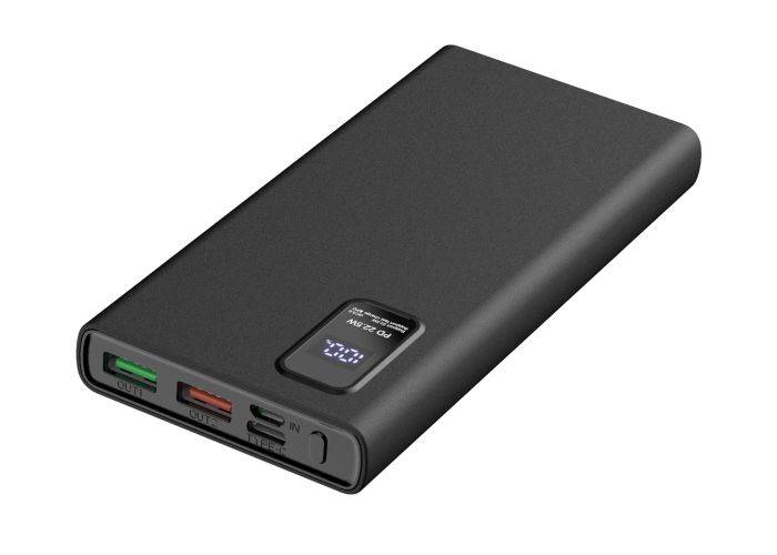 PLATINET Powerbank 10000 mAh m. LED-skærm - Sort