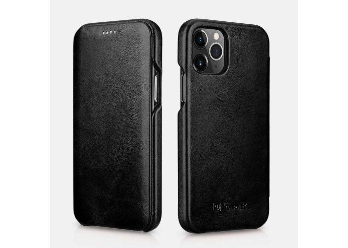 iPhone 12 Pro Max - ICARER Vintage ægte læder cover - Sort
