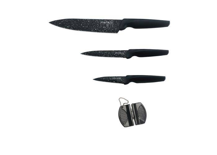Royalty Line Knivsæt i 4 dele - Non-Stick marmor belægning - Sort