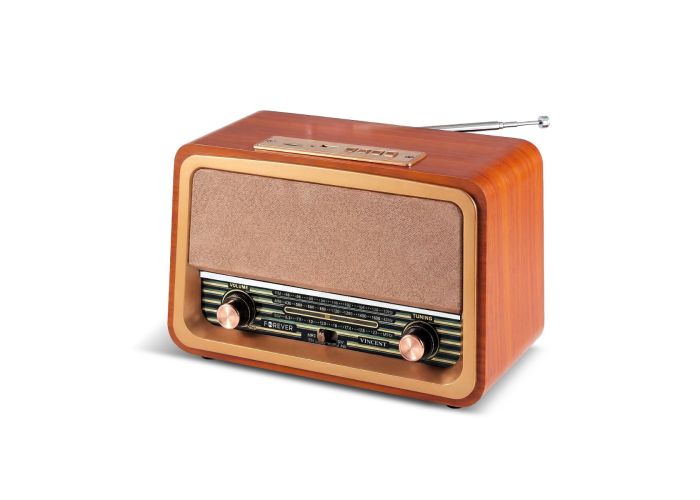 Bluetooth Retro FM/AM Radio - TF kort - 1200 mAh genopladelig batteri