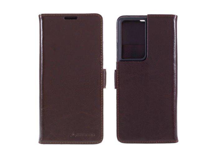 Samsung Galaxy S21 Ultra 5G - AZMARO ægte læder cover / pung - Brun