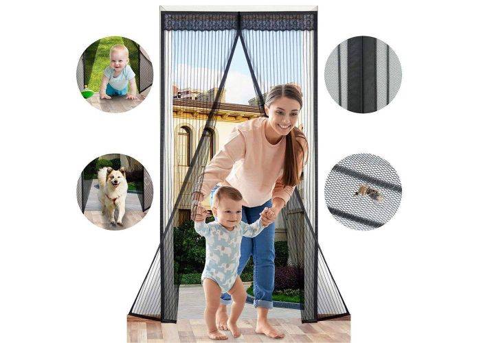 Myggenet til dør - 80x210 cm med smart magnetisk lukning - Sort