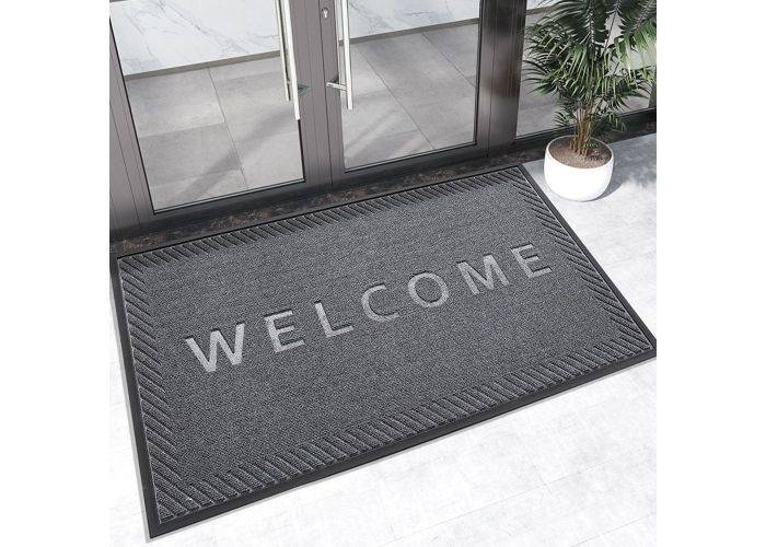 Welcome Dørmåtte 90 x 60 cm Grå/Sort