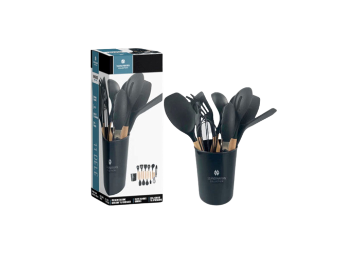 Køkkensæt i 11 dele - Non-Stick Silikone - Sort
