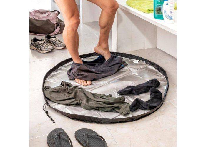 2-i-1 måtte til omklædningsrum og vandtæt taske til strand mm