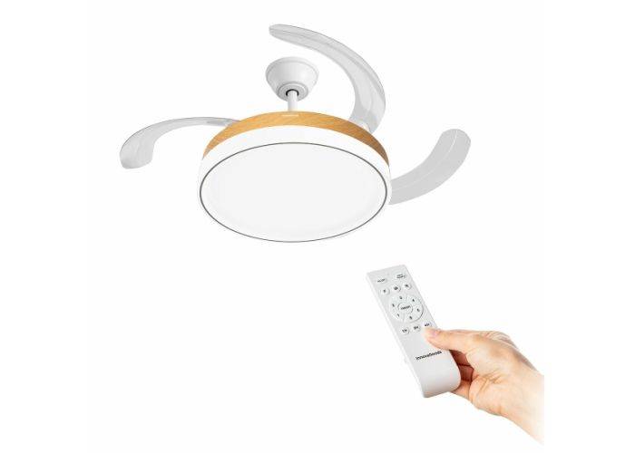Loftsventilator med LED-lys og 4 foldbare vinger Ø49,5-104 cm - Inkl. fjernbetjening