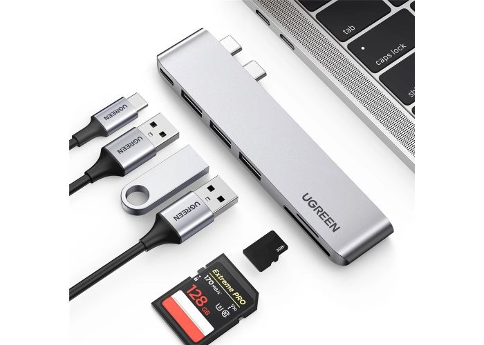 USB-C 6-i-1 Dock HDMI/USB-A/USB-C/SD/TF TIL MacBook Pro / Air / Laptops