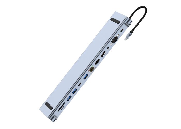 USB-C HUB 12-I-1 dock - 4K@30Hz / USB 3.0 / USB-C / VGA / SD/TF