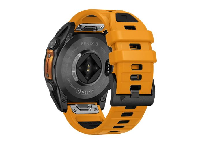  Garmin instinct 3 Solar 45mm - Silikone urrem 22mm med QuickRelease - Gul
