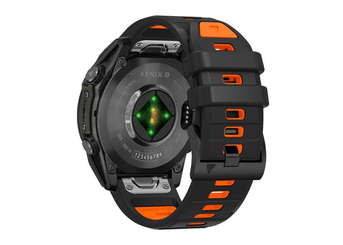 Garmin Forerunner 970 / 945 / 935 - Silikone urrem 22mm med QuickRelease - Sort/orange