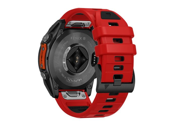  Garmin instinct 3 Solar 45mm - Silikone urrem 22mm med QuickRelease - Rød/sort