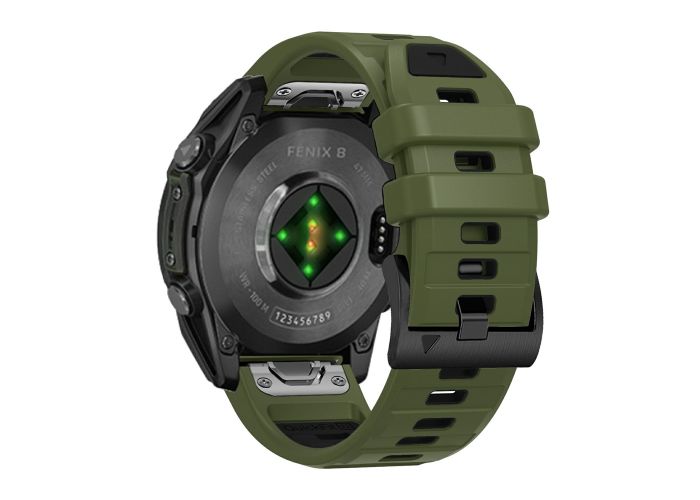  Garmin Forerunner 745 - Silikone urrem 22mm med QuickRelease - Militærgrøn/sort