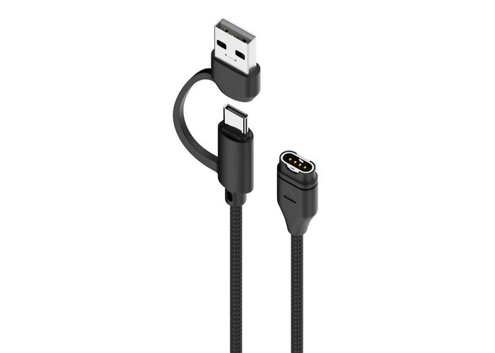 Garmin Forerunner 970 - USB-C / USB-A 2-i-1 opladerkabel 1m - Sort