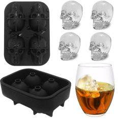 Silikone isbakke "SKULL" - Plads til 4 Isterninger - Perfekt til Drinks/Whisky