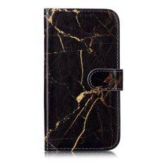 iPhone 11 - Mønstret læder cover / pung - Sort