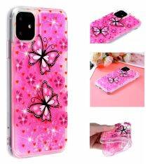 iPhone 11 - Mønstret gummi cover med Glitter - Sommerfugl & blomst
