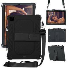 iPad Air 10.9 (2022/2020) / iPad Pro 11 (2020/2018) - Shockproof Hybridcover med kickstand & skulderrem - Sort