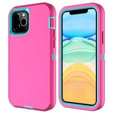 iPhone 12 / 12 Pro - SHOCK Hybrid cover - Støvtæt - Pink/blå