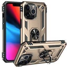 iPhone 13 Pro - Military Hybrid cover med Kickstand - Guld
