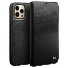 iPhone 13 Pro - QIALINO "Classic" ægte læder cover / pung - Sort