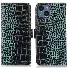 iPhone 14 - Ægte læder cover / pung - med RFID - Grøn