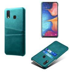Samsung Galaxy A20E - Læder Hard cover m/kortslots - Lyseblå