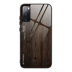Samsung Galaxy S20 FE / S20 FE 5G - Hybrid cover med bagside af Hærdet Glas - Træ Design - Sort
