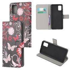Samsung Galaxy A32 5G - Læder cover / pung - printet design - Sommerfugl & blomst