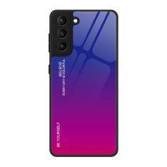 Samsung Galaxy S21 FE 5G - Gradient Hybrid cover - Bagside af hærdet glas - Blå/rosa