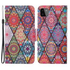 Samsung Galaxy A22 5G - Læder cover / pung - Printet design - Mandala blomst