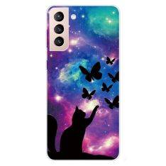 Samsung Galaxy S22 5G - Fleksibelt gummi cover - Printet Design - Kat & sommerfugle