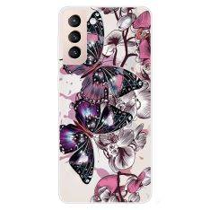 Samsung Galaxy S22 5G - Fleksibelt gummi cover - Printet Design - Lilla sommerfugle