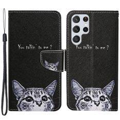 Samsung Galaxy S22 Ultra 5G - Læder cover / pung - Printet Design - Lille kat