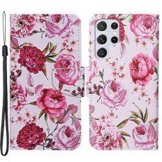 Samsung Galaxy S22 Ultra 5G - Læder cover / pung - Printet Design - Peony