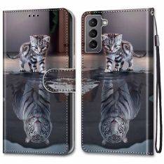 Samsung Galaxy S22 5G - Læder cover / pung - Printet design - Kat/Tiger