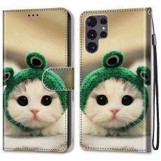 Samsung Galaxy S22 Ultra 5G - Læder cover / pung - Printet design - Killing med Hat