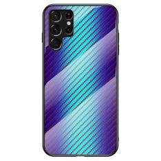 Samsung Galaxy S22 Ultra 5G - Hybrid cover m/bagside af hærdet glas - Blå
