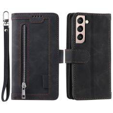 Samsung Galaxy S22 Plus 5G - Læder cover / Pung - Lomme med lynlås - Sort
