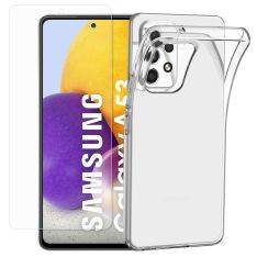 Samsung Galaxy A53 5G - Gummi cover inkl. Hærdet beskyttelsesglas - Transparent