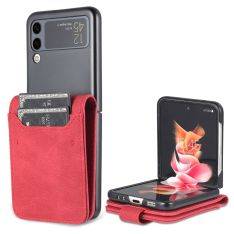 Samsung Galaxy Z Flip4 5G - AZNS læder cover med kortholdere - Rød