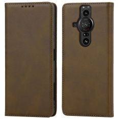 Sony Xperia Pro-I - Flip læder cover / pung - Mørkegrøn