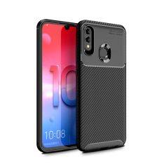 Huawei P Smart (2019) - Gummi cover/etui i Børstet Design - sort