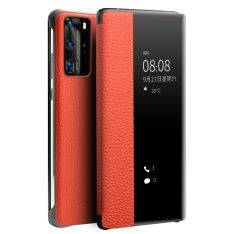 Huawei P40 Pro - QIALINO ægte læder view window cover - Rød