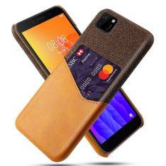 Huawei Y5p - Læder Hard cover med kortholder - Brun