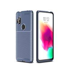 Motorola One Hyper - Gummi cover i Børstet Design - Blå