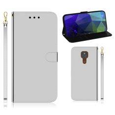 Motorola G9 Play / Moto E7 Plus - Læder cover / pung med spejleffekt - Hvid