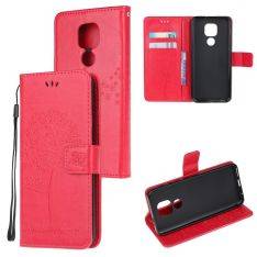 Motorola E7 - Læder cover / pung - printet design - Rød