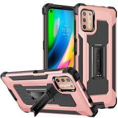Motorola G9 Plus - Jazz Hybridcover med Kickstand - Rosa guld